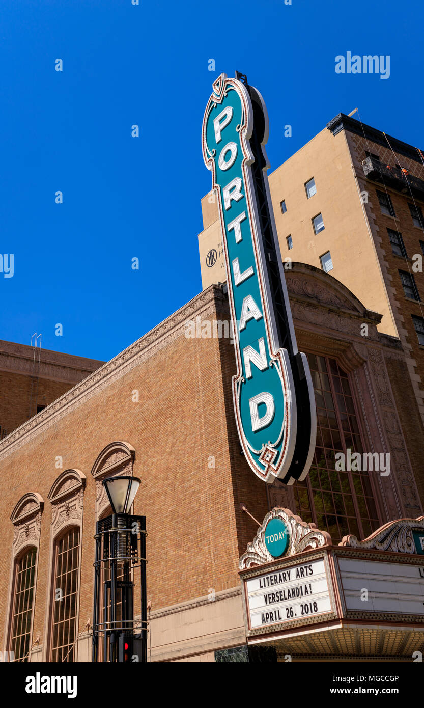 Historic downtown Portland Oregon Sign Stock Photo