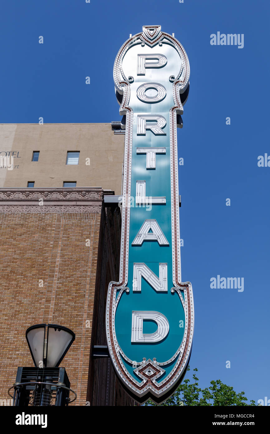 Historic downtown Portland Oregon Sign Stock Photo