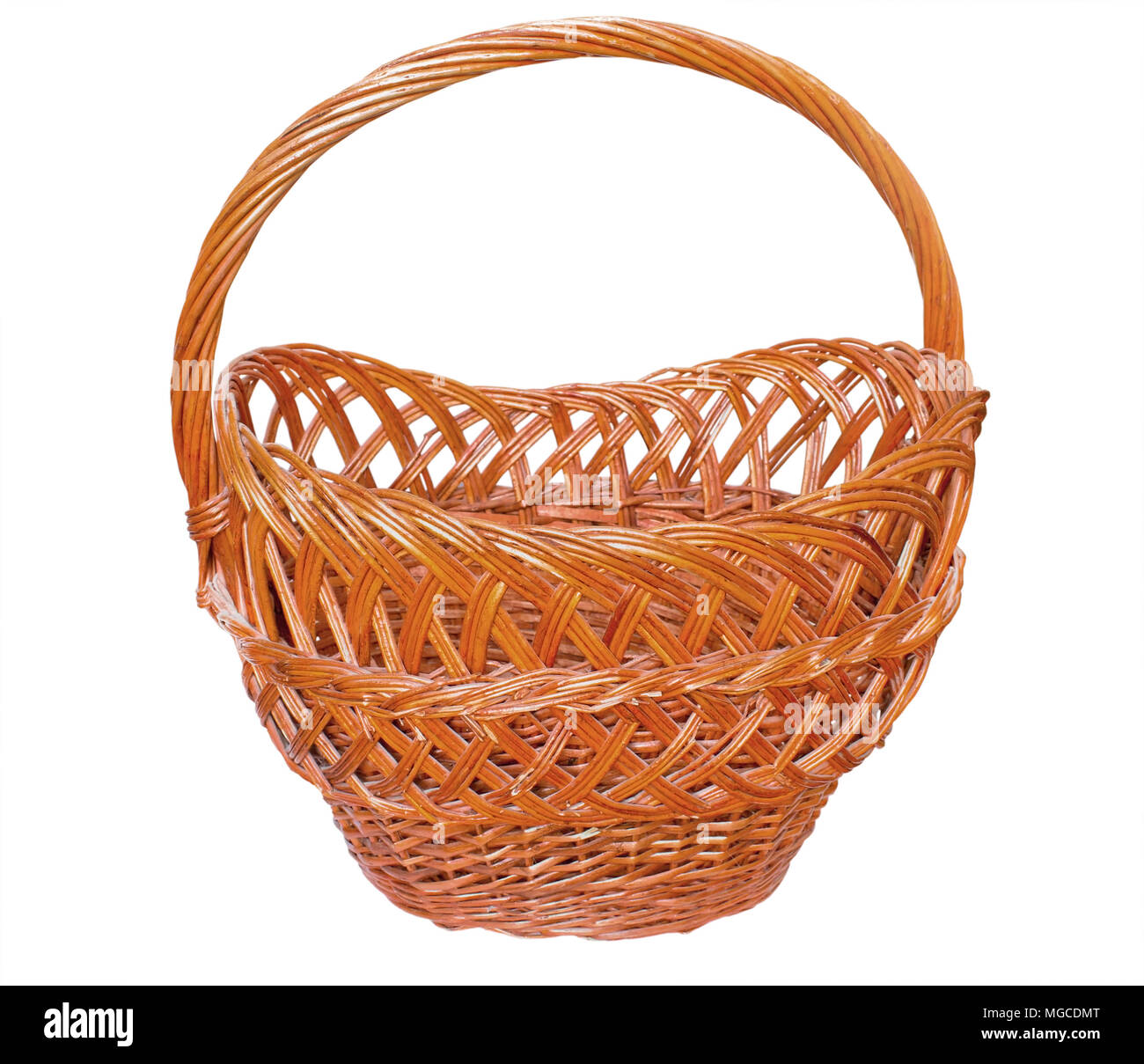 Woven wicker basket isolated on white background Stock Photo - Alamy