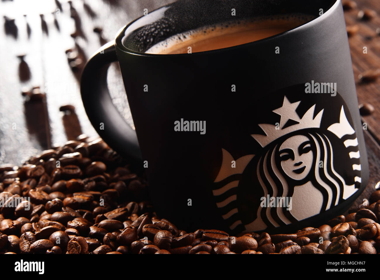 POZNAN, POLAND - MAR 7, 2018: Starbucks, coffee company and coffeehouse  chain, founded in Seattle, Wa. USA, in 1971; now the largest business of  this Stock Photo - Alamy