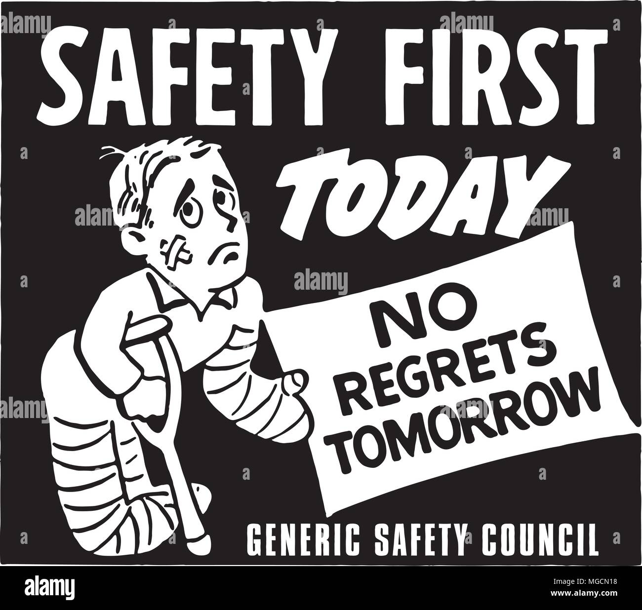 Safety First - Retro Ad Art Banner Stock Vector