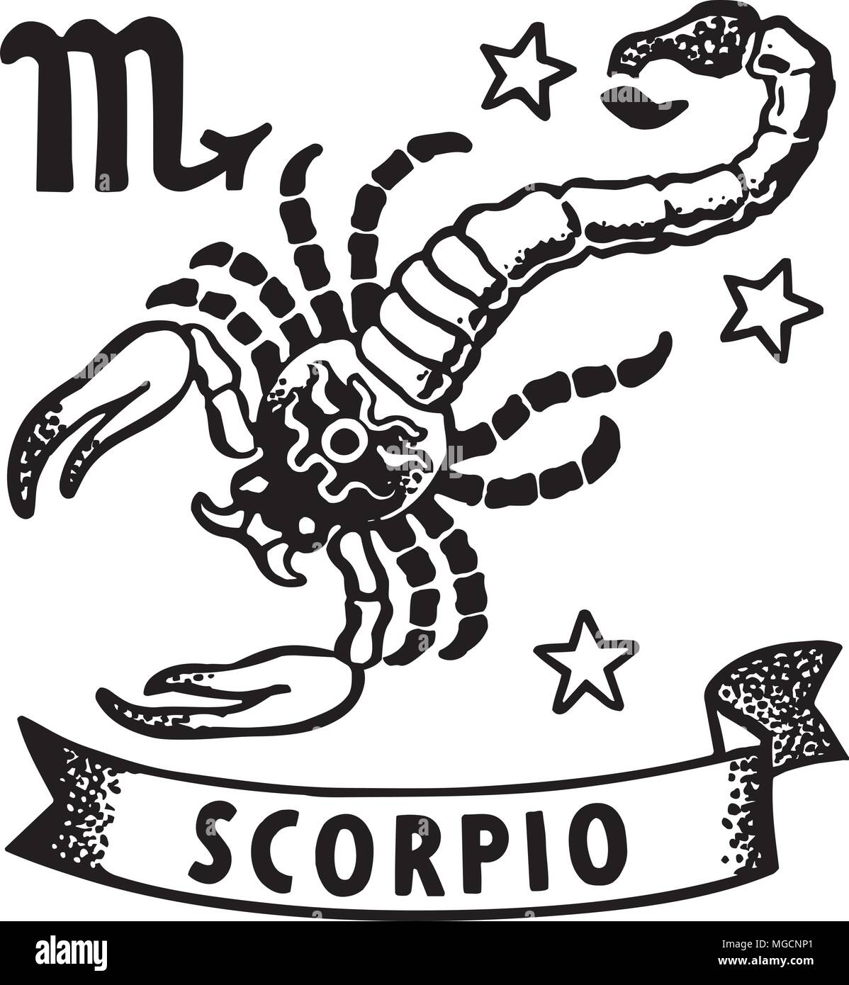 Scorpio Retro Clipart Illustration MGCNP1 
