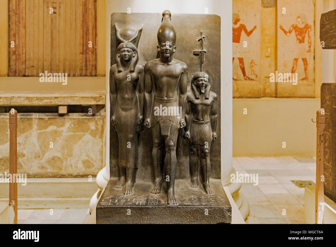 Ancient Egyptian statues in the Cairo Egyptian Museum. Stock Photo