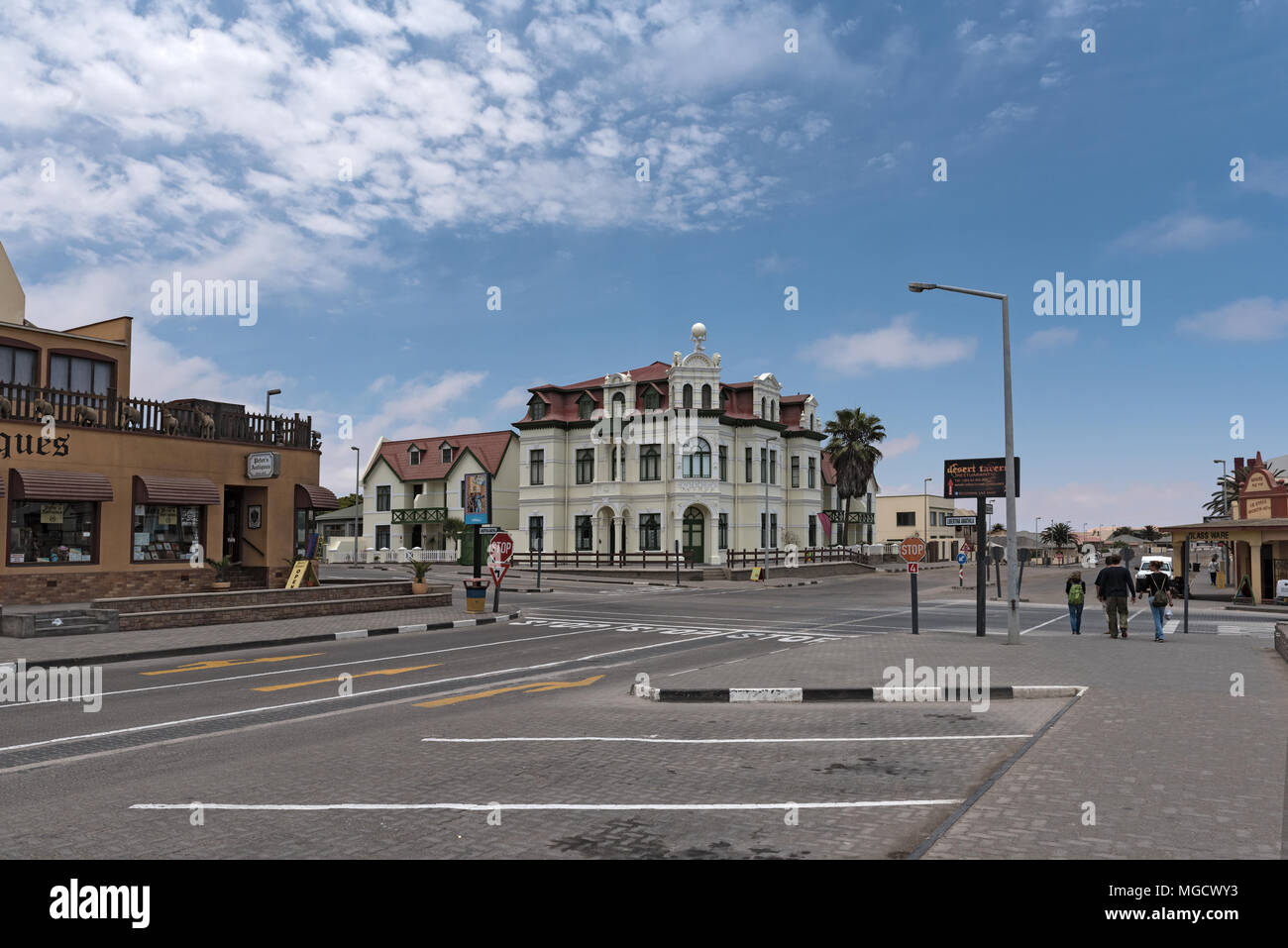 The Hohenzollernhaus, monument and landmark of the city Swakopmund, Namibia Stock Photo