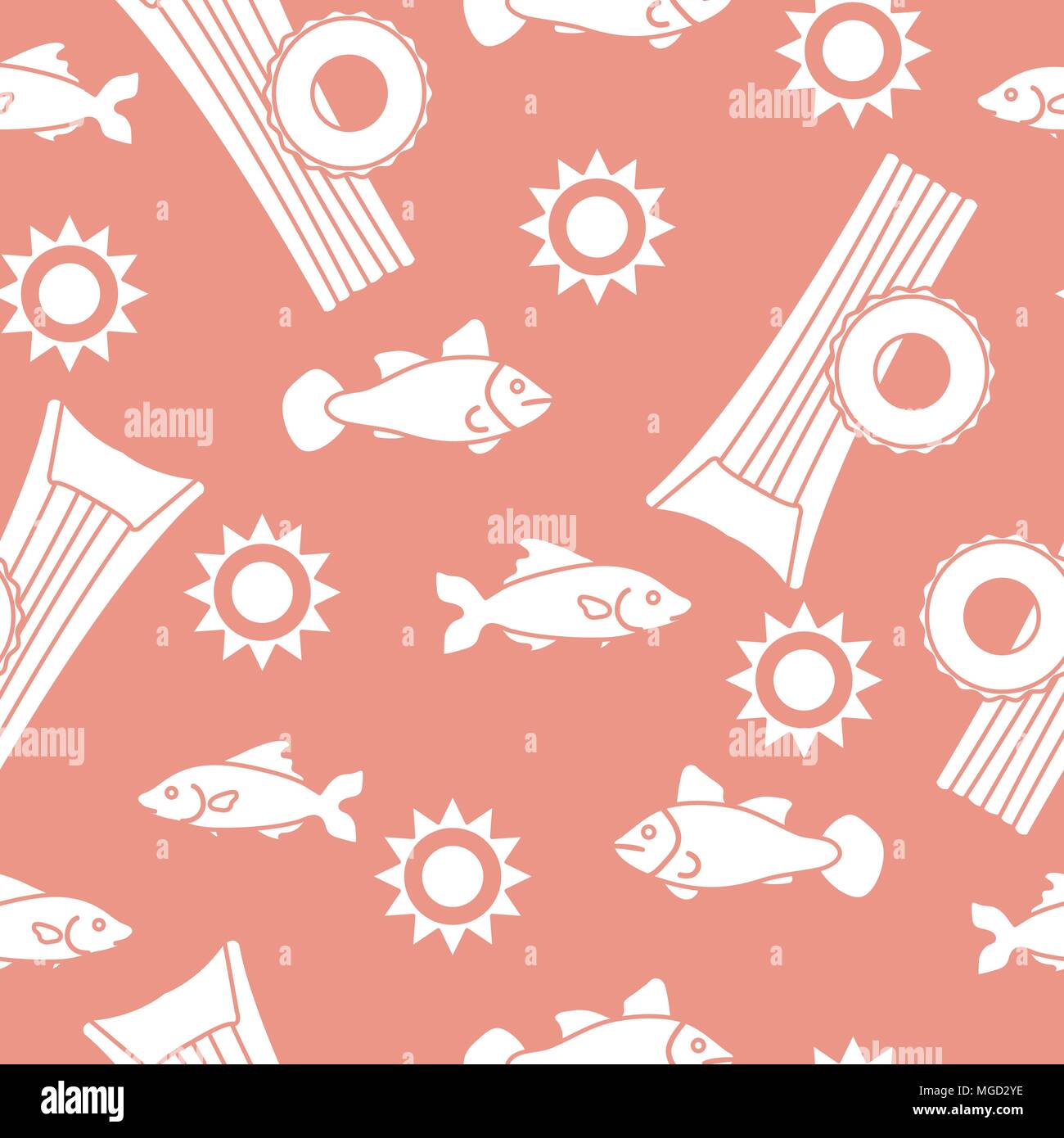 Seamless pattern with inflatable mattress, inflatable circle. Summer leisure. Stock Vector