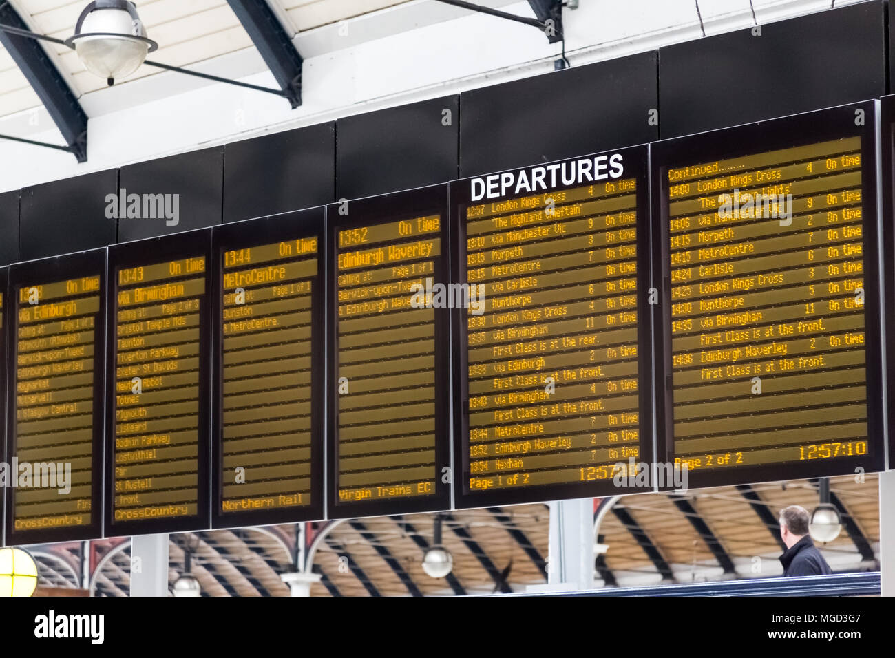 newcastle united kingdom may 25 2015 the departure information board over the track in newcastle central railway station in england stock photo alamy