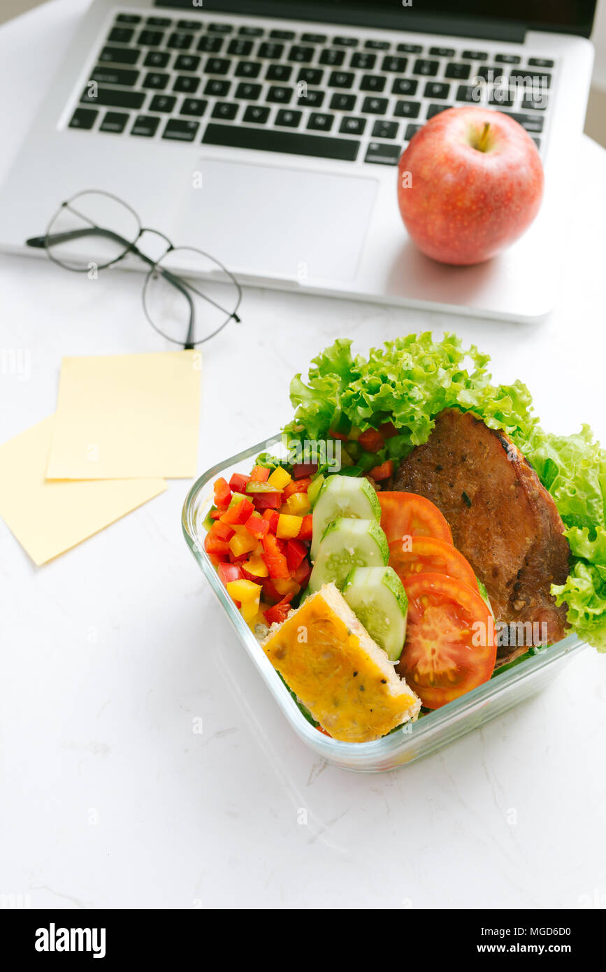 Food in the office. Healthy lunch for work Stock Photo - Alamy