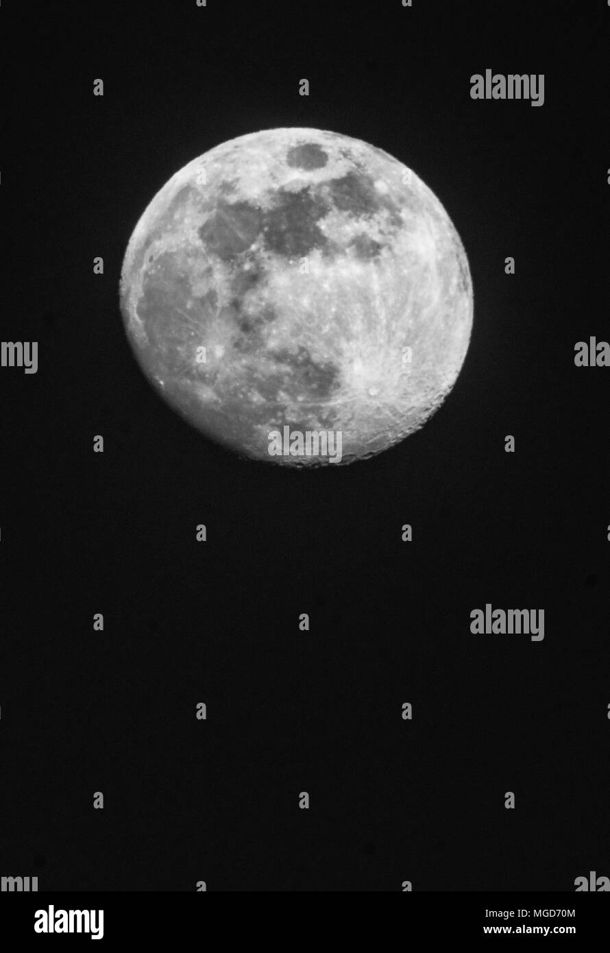 full moon up close in a black night sky Stock Photo - Alamy