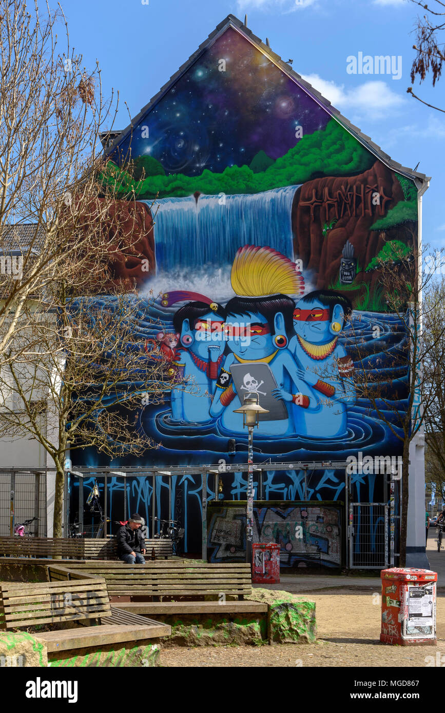 Mural of Brasilian Artist Cranio in Marktstr., Hamburg, Germany, Europe Stock Photo