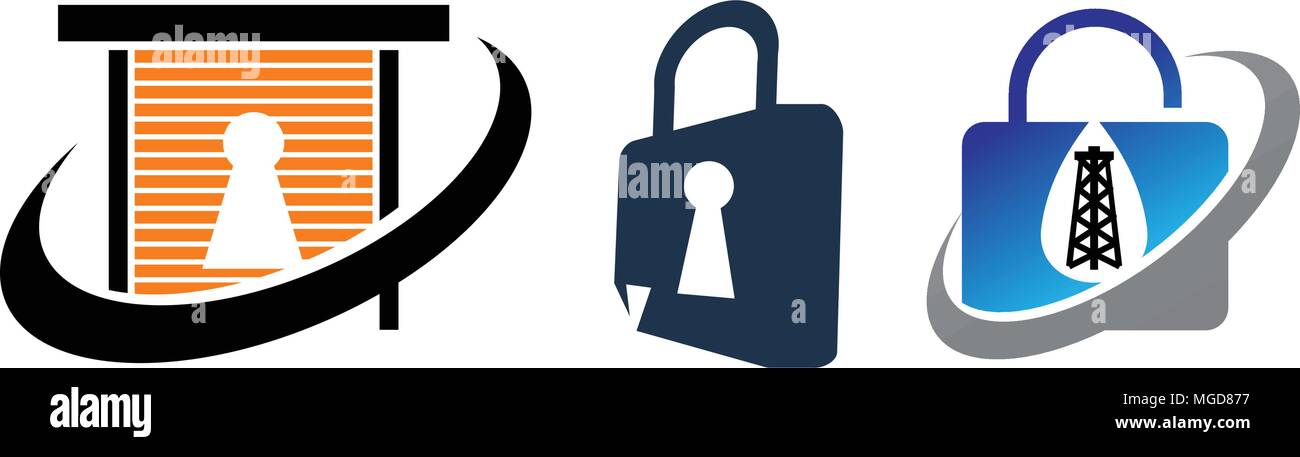 Lock Security Service Set Stock Vector