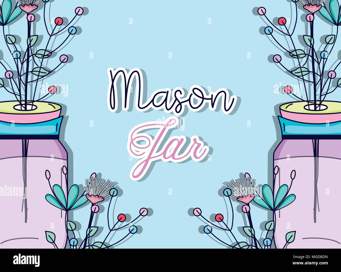 Mason jar with flowers Stock Vector Image & Art Alamy