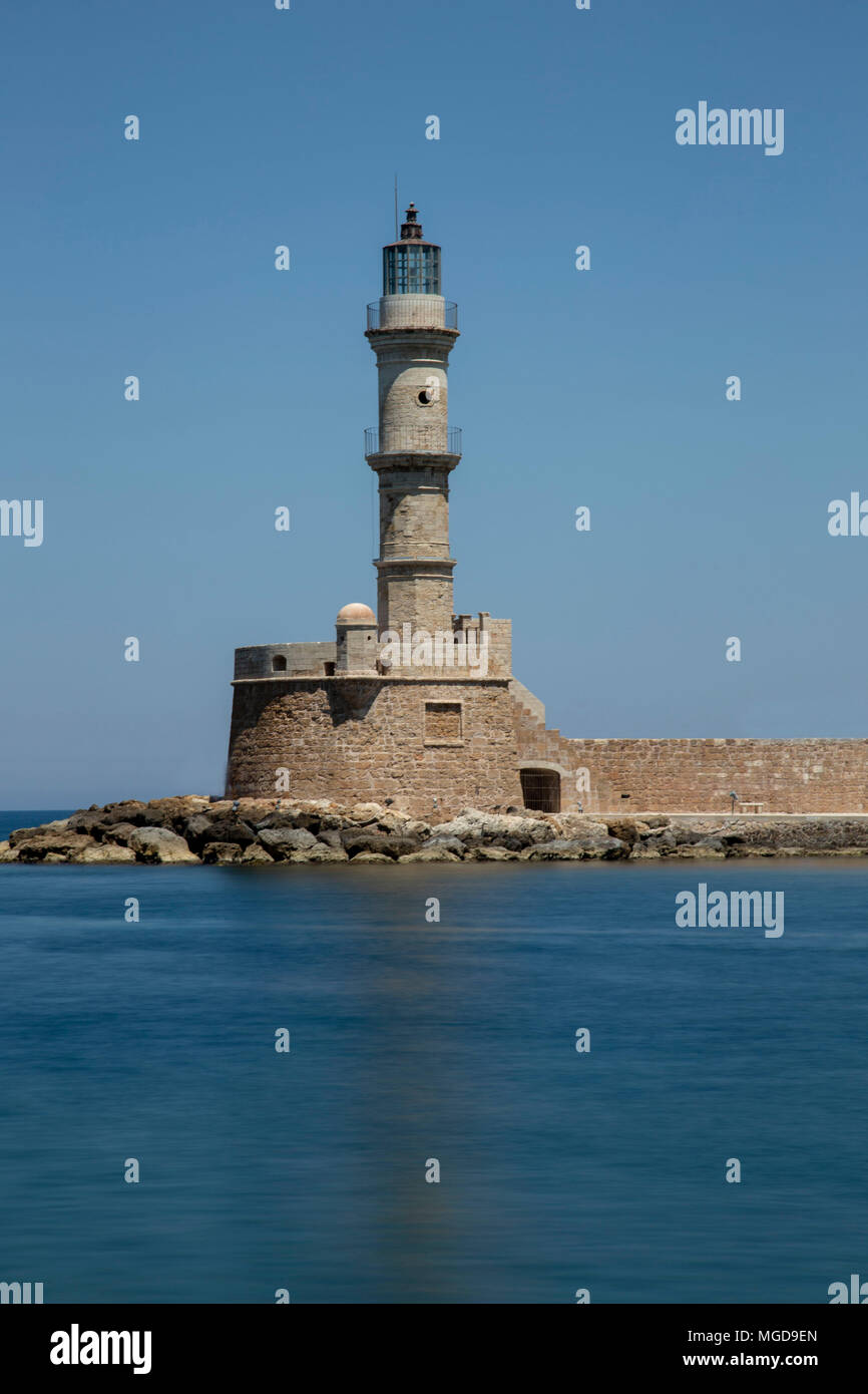 The lighthouse of Chania crete greece Stock Photo
