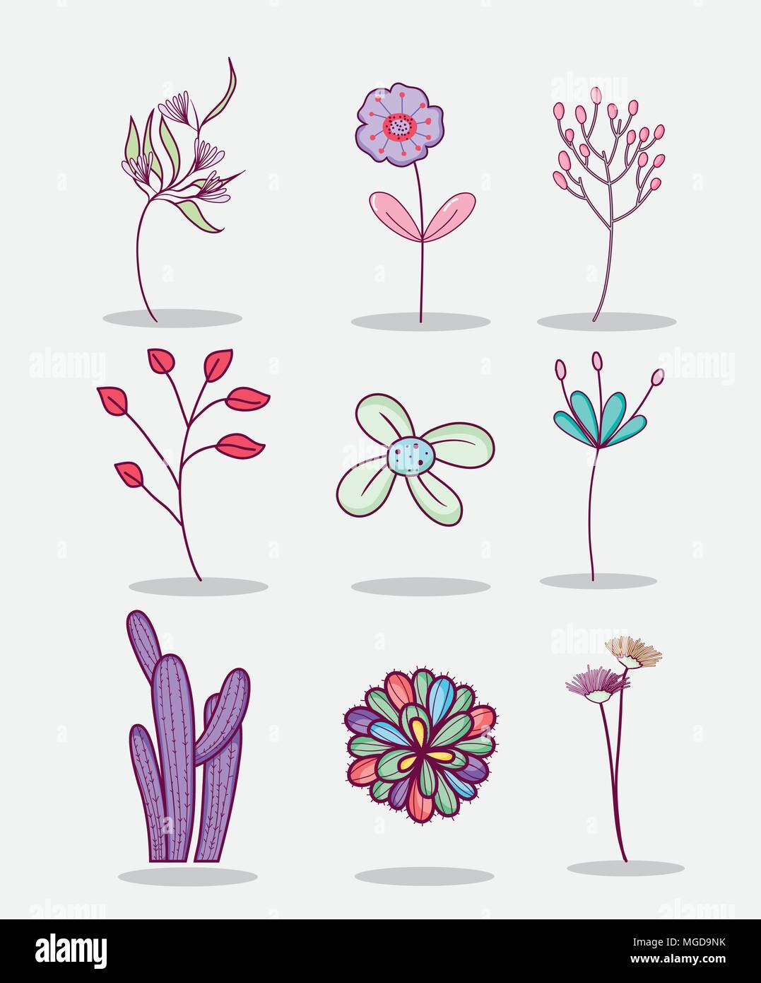 Set of flowers Stock Vector Image & Art - Alamy