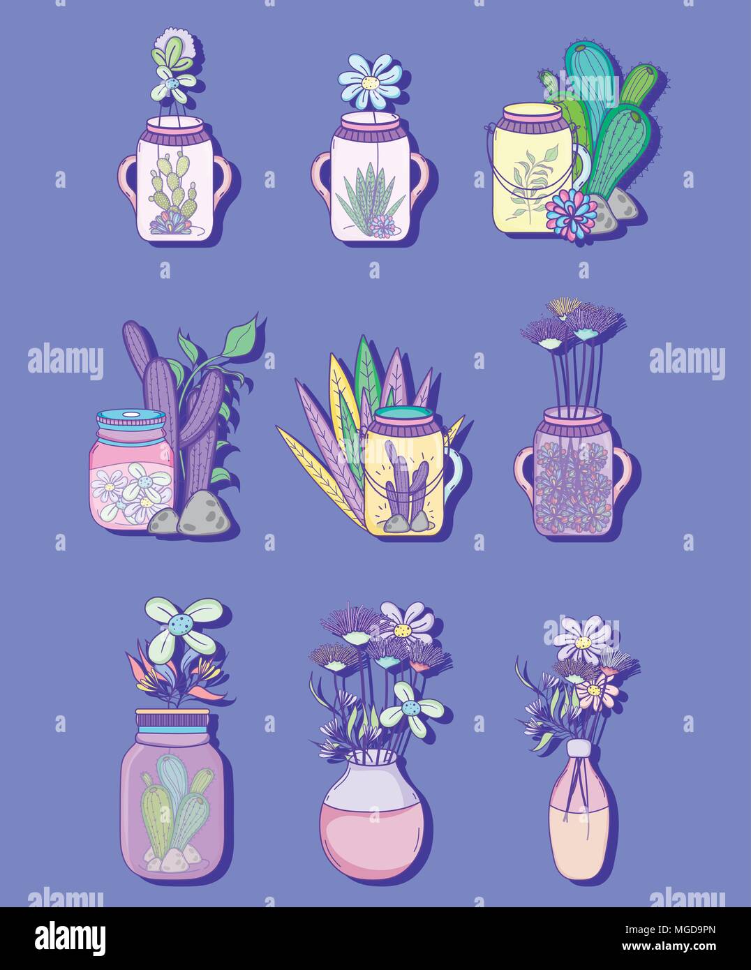 Set of mason jar with flowers drawings Stock Vector Image & Art Alamy