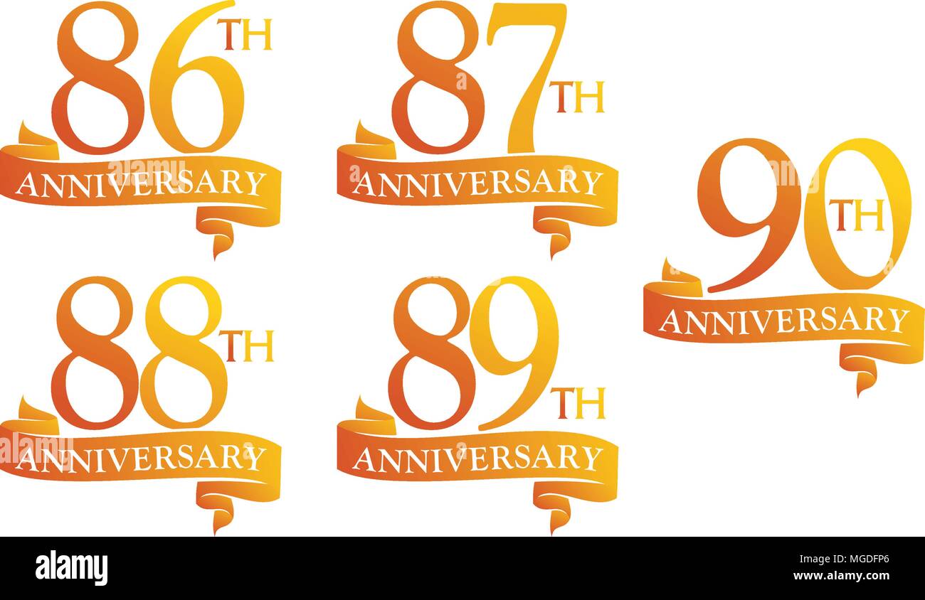 Ribbon Anniversary Template Set Stock Vector