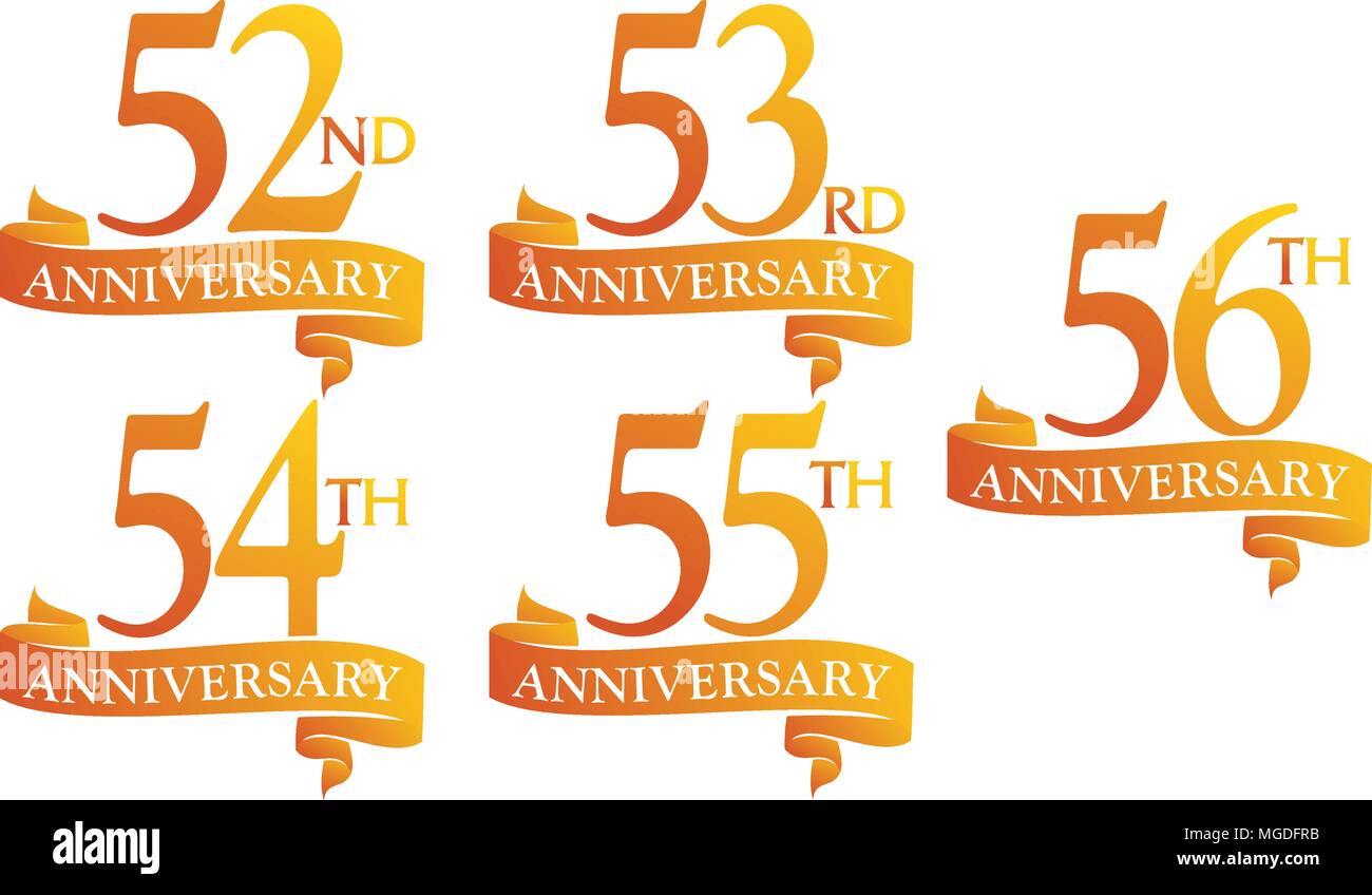 Ribbon Anniversary Template Set Stock Vector