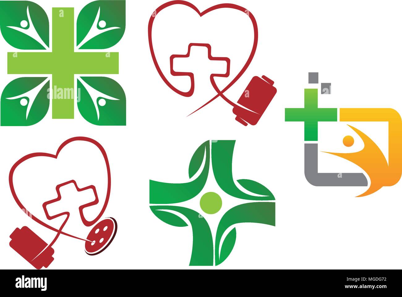 Health Center Template Set Stock Vector