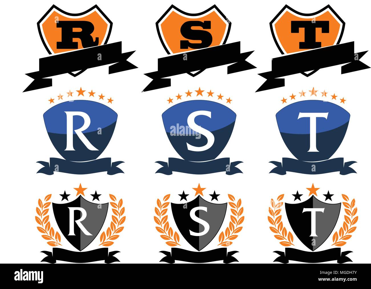 Emblem Star Ribbon Shield Initial Set Stock Vector Image & Art - Alamy
