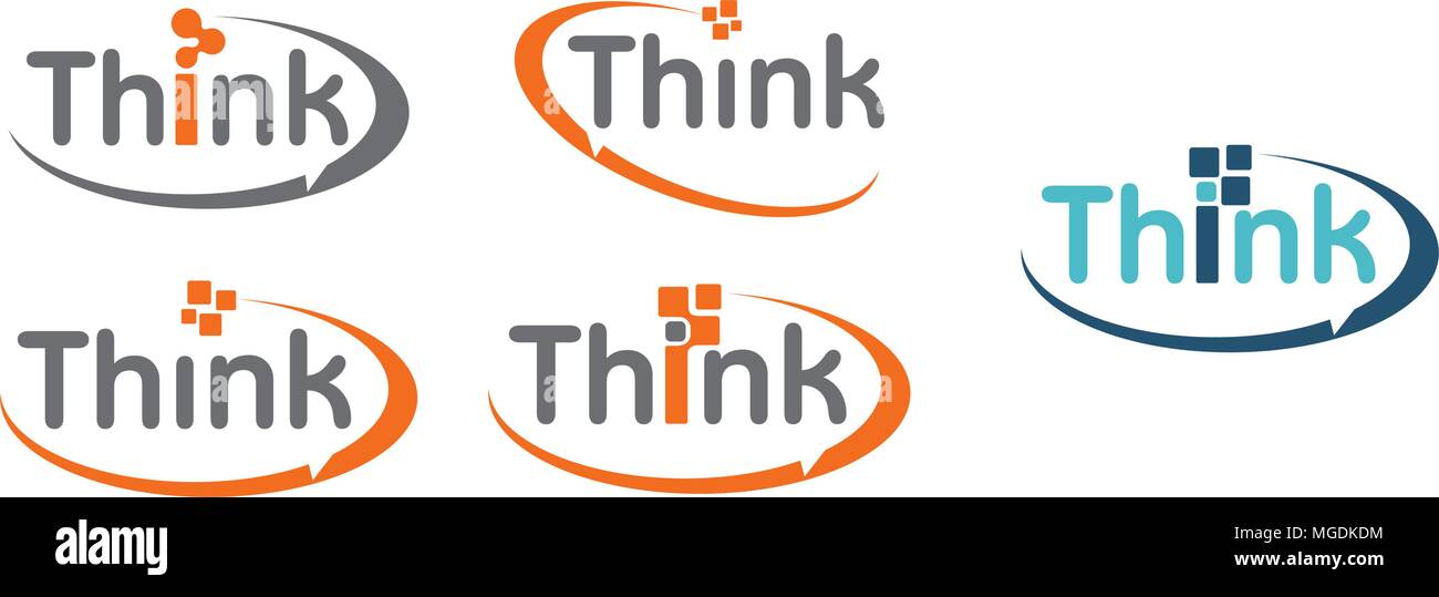 Think Communication Apps Technology Word Set Stock Vector
