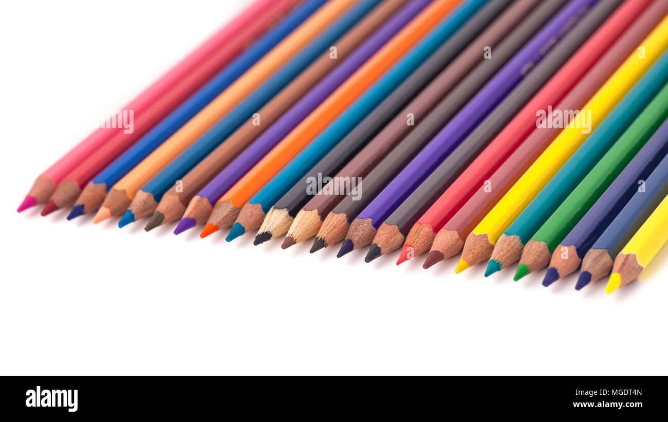 Color pencils isolated on a white background Stock Photo - Alamy