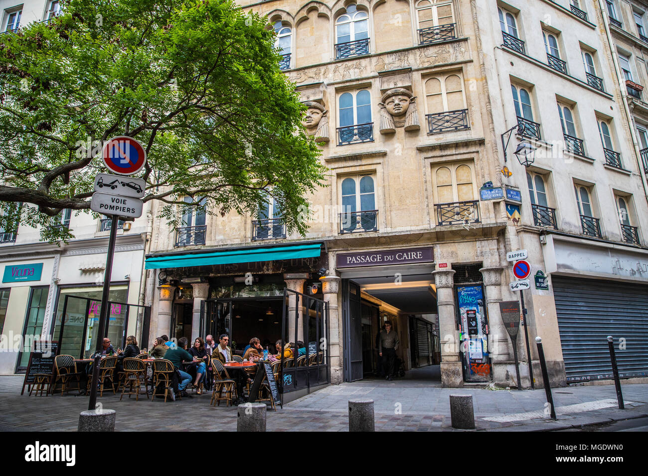 Entrance of the Passage du Nil, on the Place du Caire, in the center of Paris Stock Photo