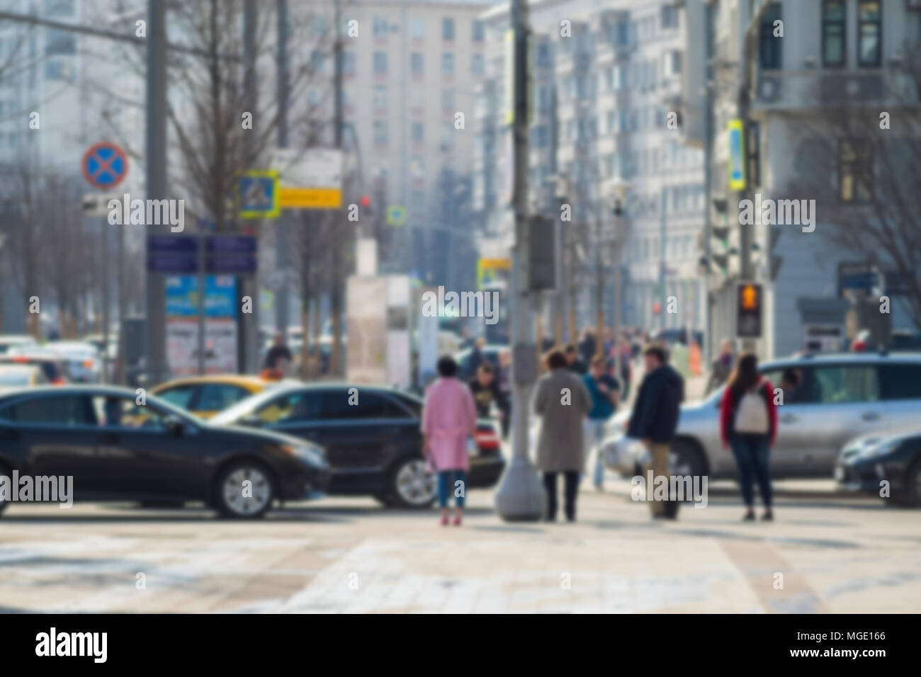 Busy street with signs blurred people hi-res stock photography and ...
