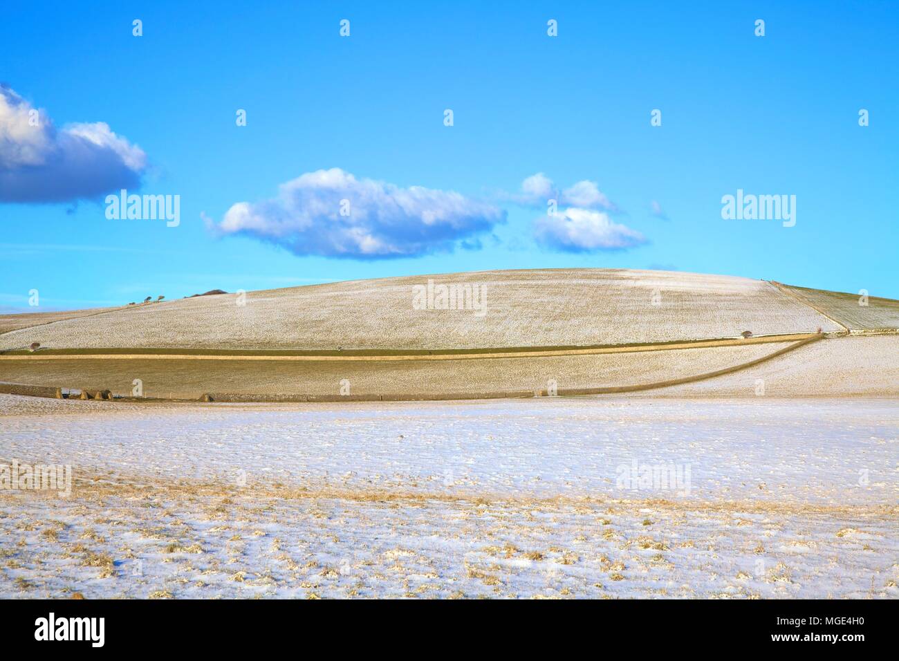 Snow Covered South Downs Farm Land, East Dean, East Sussex, United