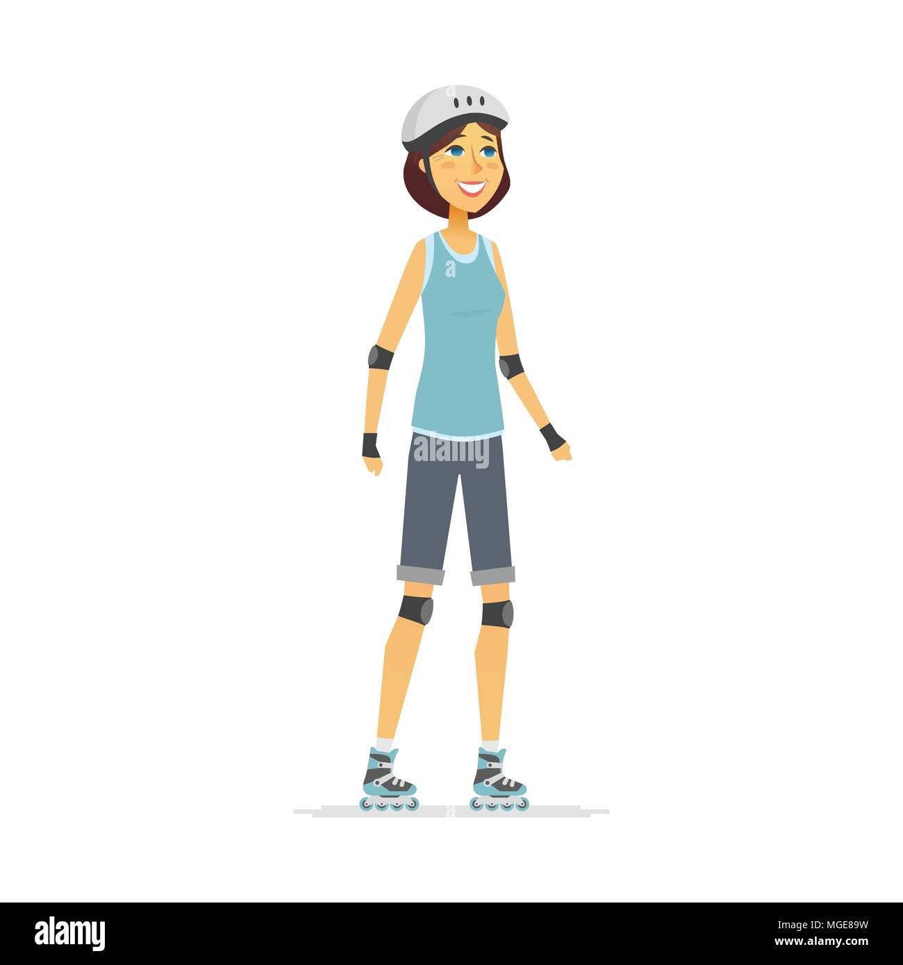 Girl on roller skates cartoon people character isolated illustration Stock Vector Image & Art