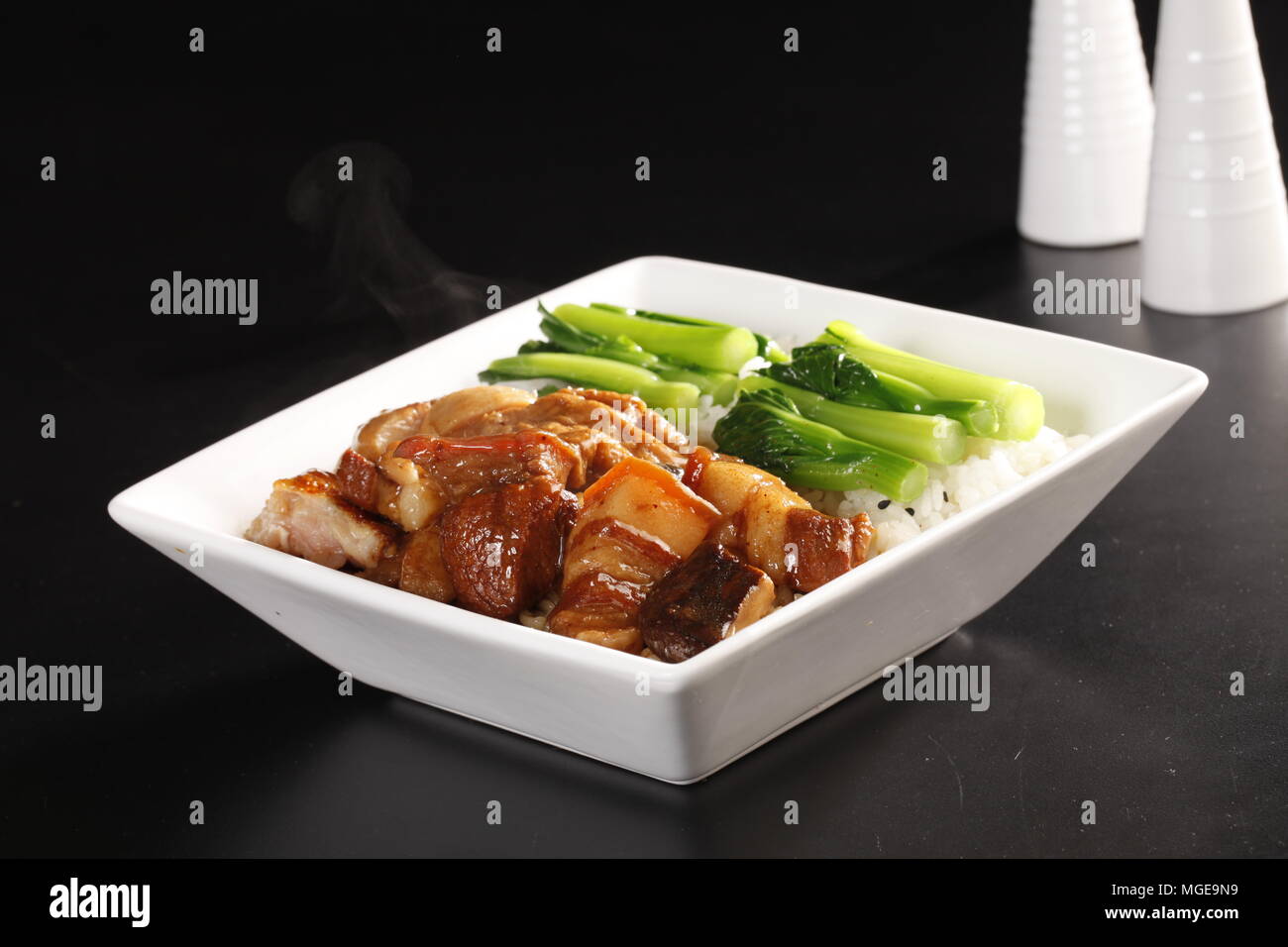 braised pork belly over rice Stock Photo Alamy