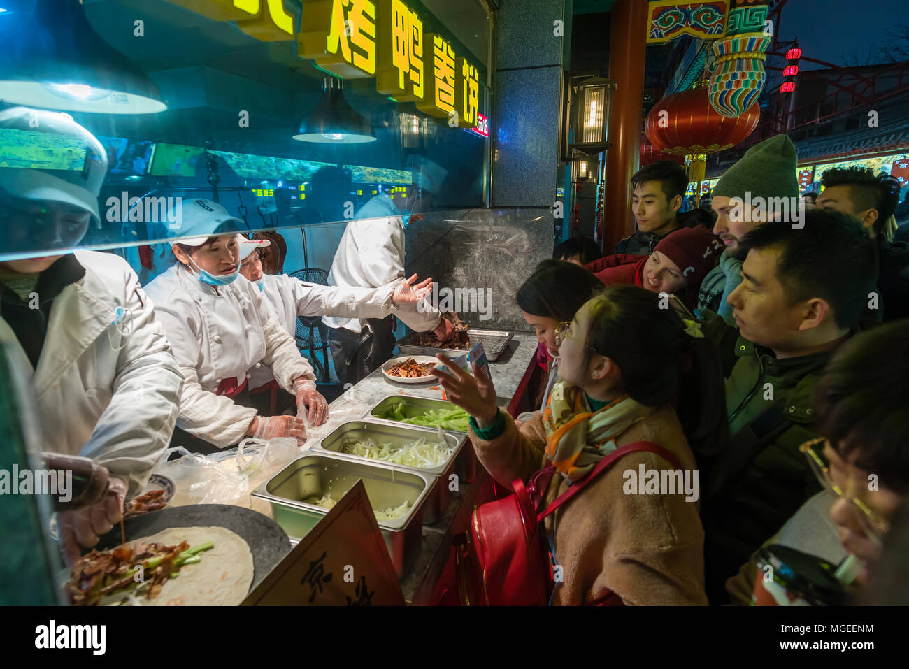 People at the Wangfujing Snack Street in Beijing Stock Photo