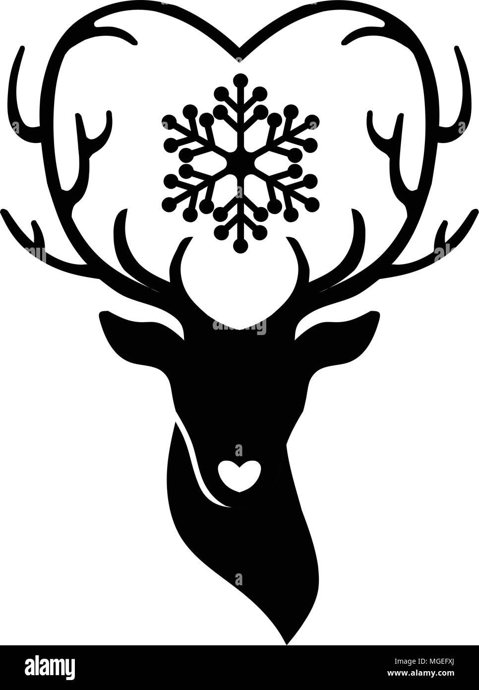 head of deer with antlers love, deer love alters logo concept,,stag alters with love logo Stock Vector
