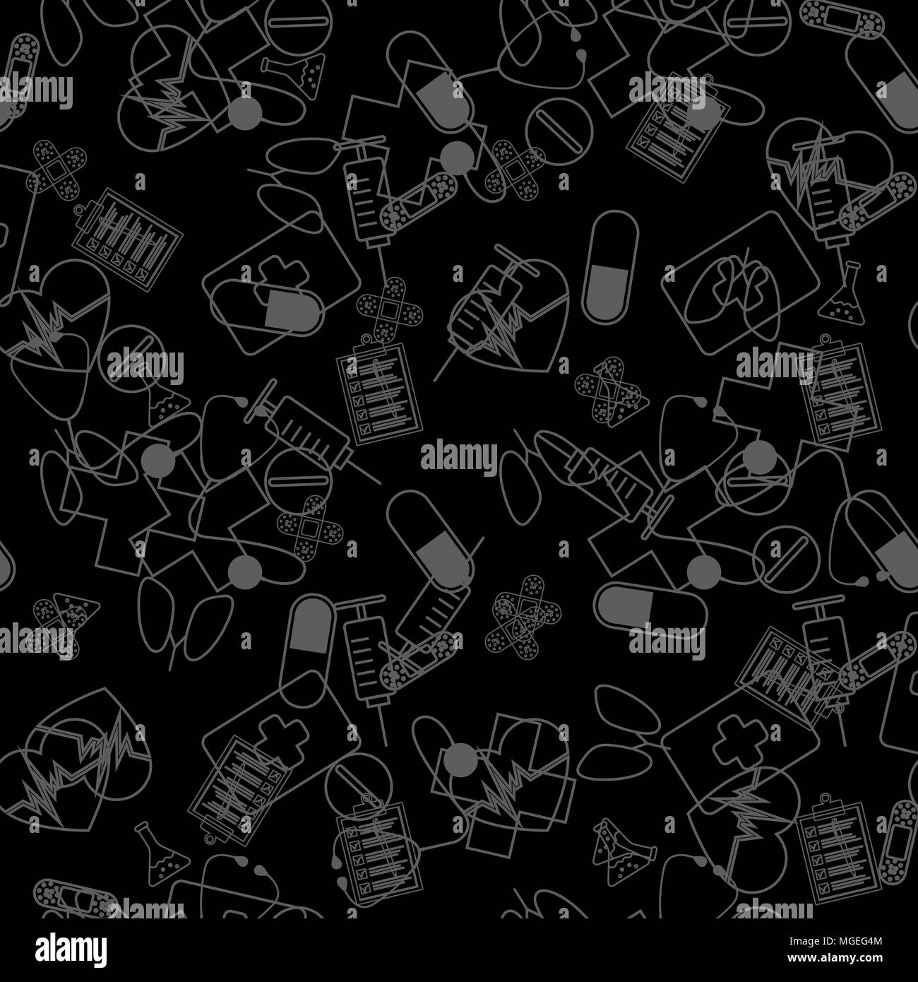 Medicine vintage seamless pattern. background made from pills and
