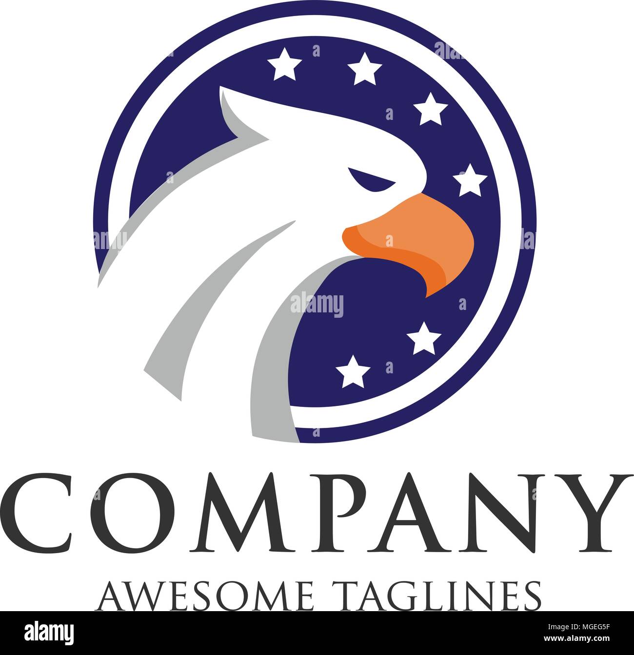Eagle Head design american flag circle logo concept Stock Vector Image ...