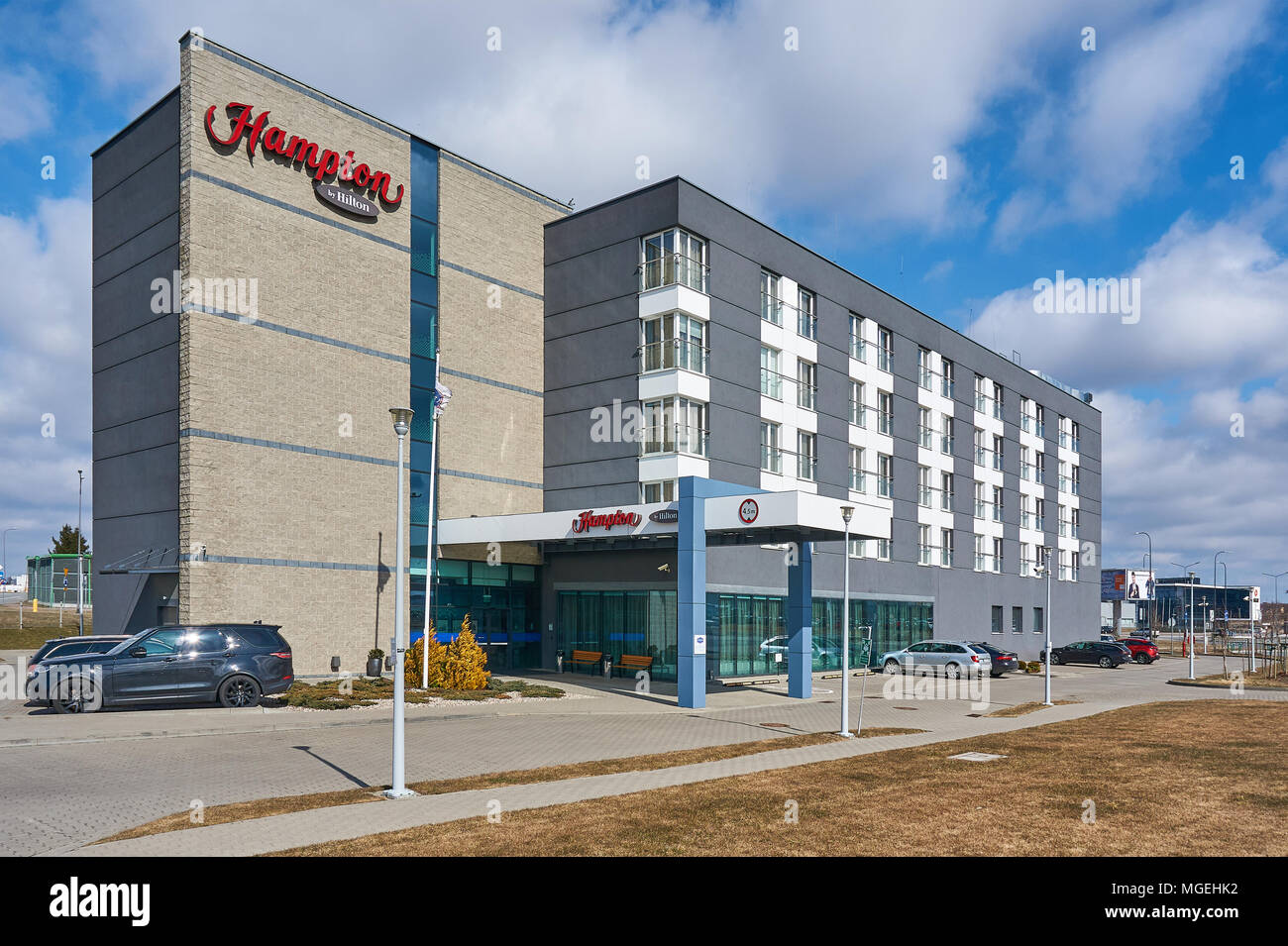 Hampton hotel by Hilton at the Lech Walesa airport in Gdansk, Poland. Stock Photo