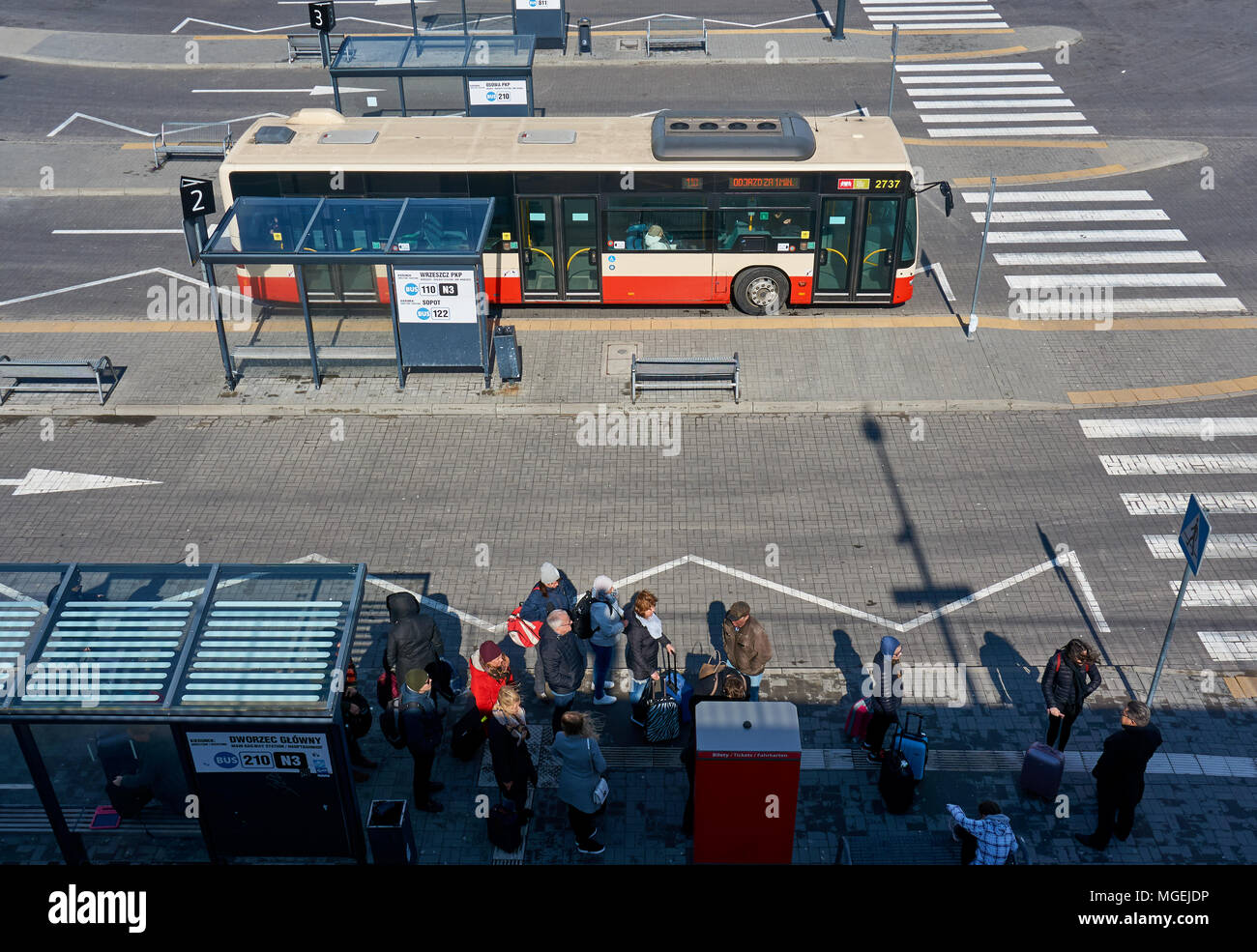 Bus terminal in front of the Walesa Airport in Gdansk, Poland Stock Photo -  Alamy