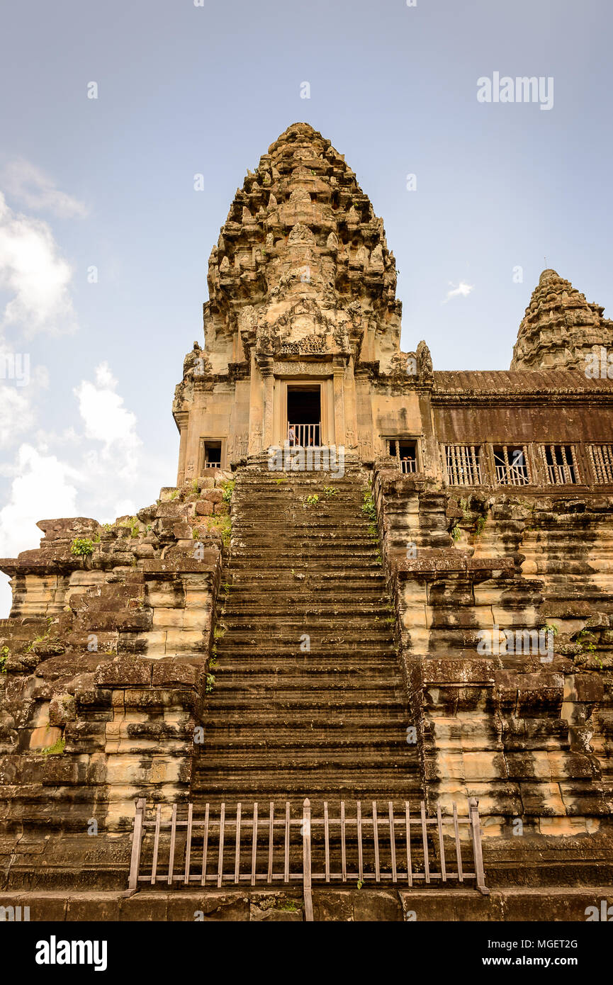 Close view of the Angkor Wat, Cambodia, the largest religious monument