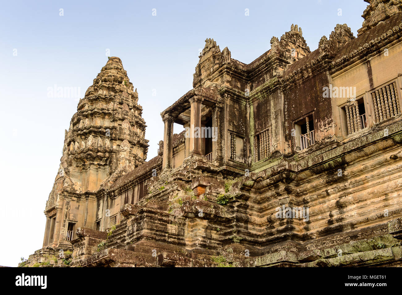 Tower of the Angkor Wat, Cambodia, the largest religious monument in