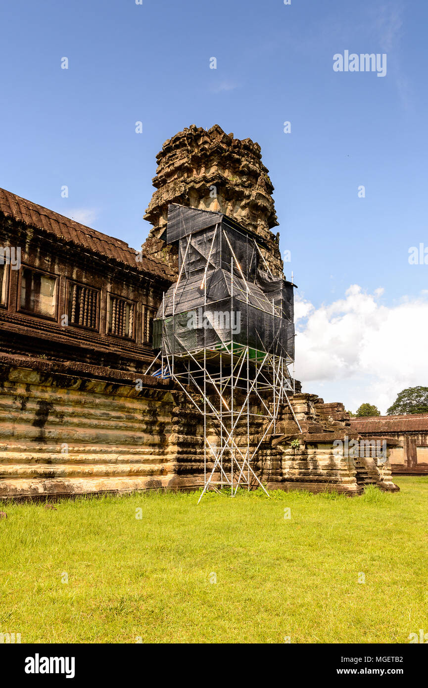 Wall of the Angkor Wat (Temple City), a Buddhist temple complex in