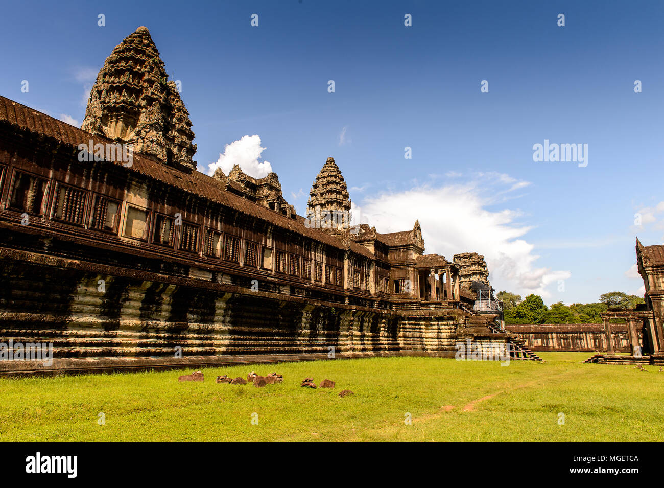 Wall of the Angkor Wat (Temple City), a Buddhist temple complex in