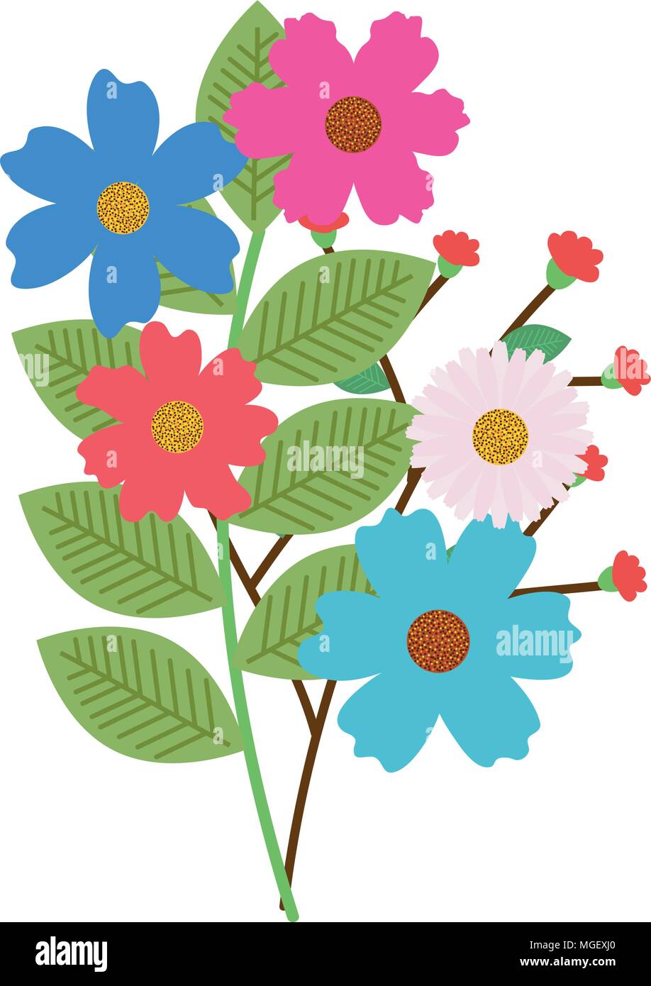 flowers and leafs garden decorative Stock Vector Image & Art - Alamy