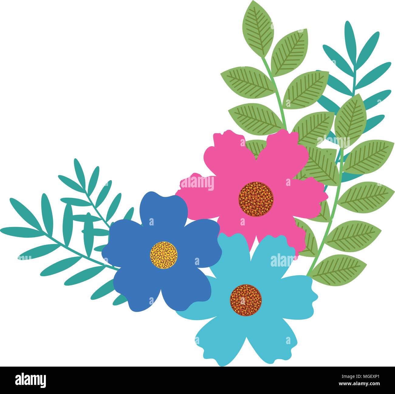 flowers and leafs garden decorative Stock Vector Image & Art - Alamy