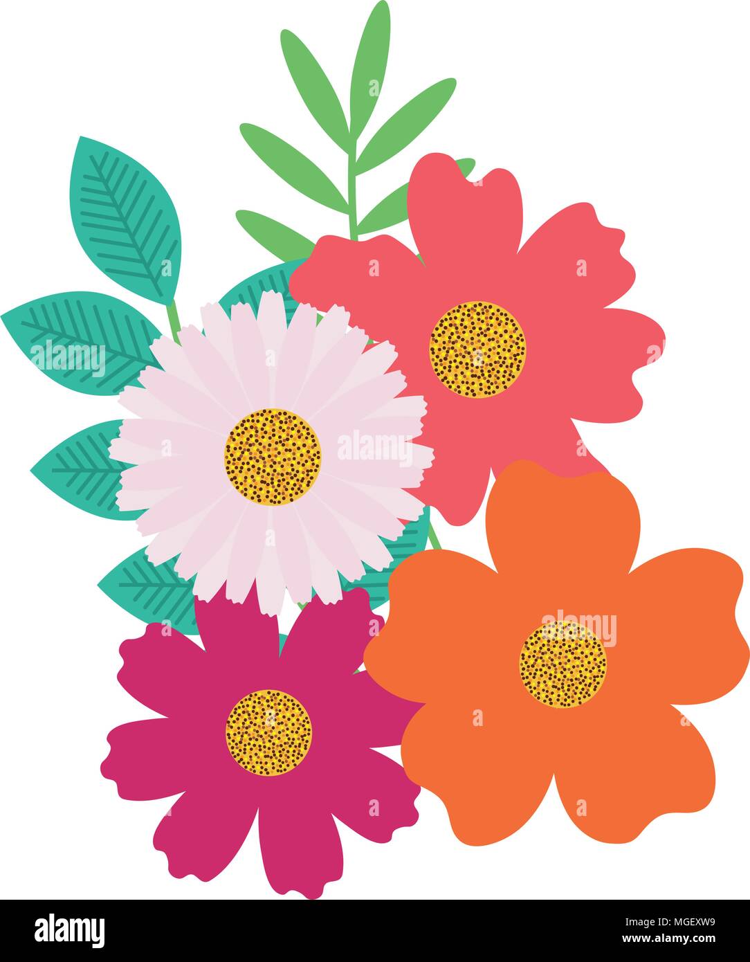 flowers and leafs garden decorative Stock Vector Image & Art - Alamy