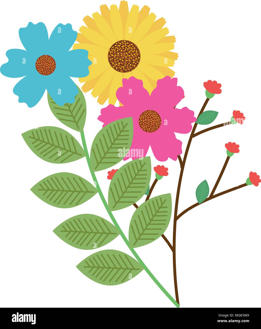 flowers and leafs garden decorative Stock Vector Image & Art - Alamy