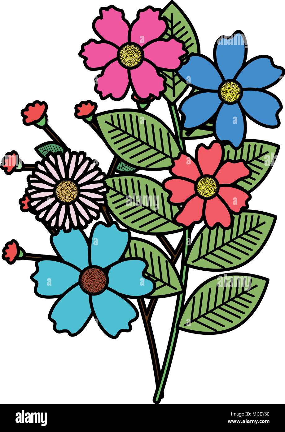 flowers and leafs garden decorative Stock Vector Image & Art - Alamy