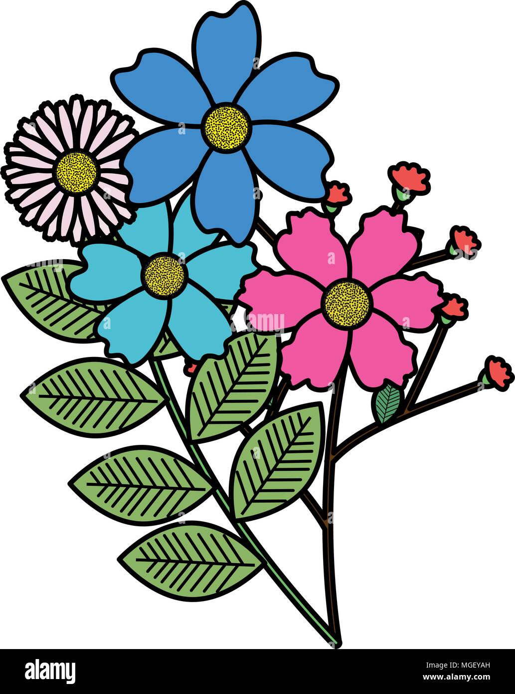 flowers and leafs garden decorative Stock Vector Image & Art - Alamy