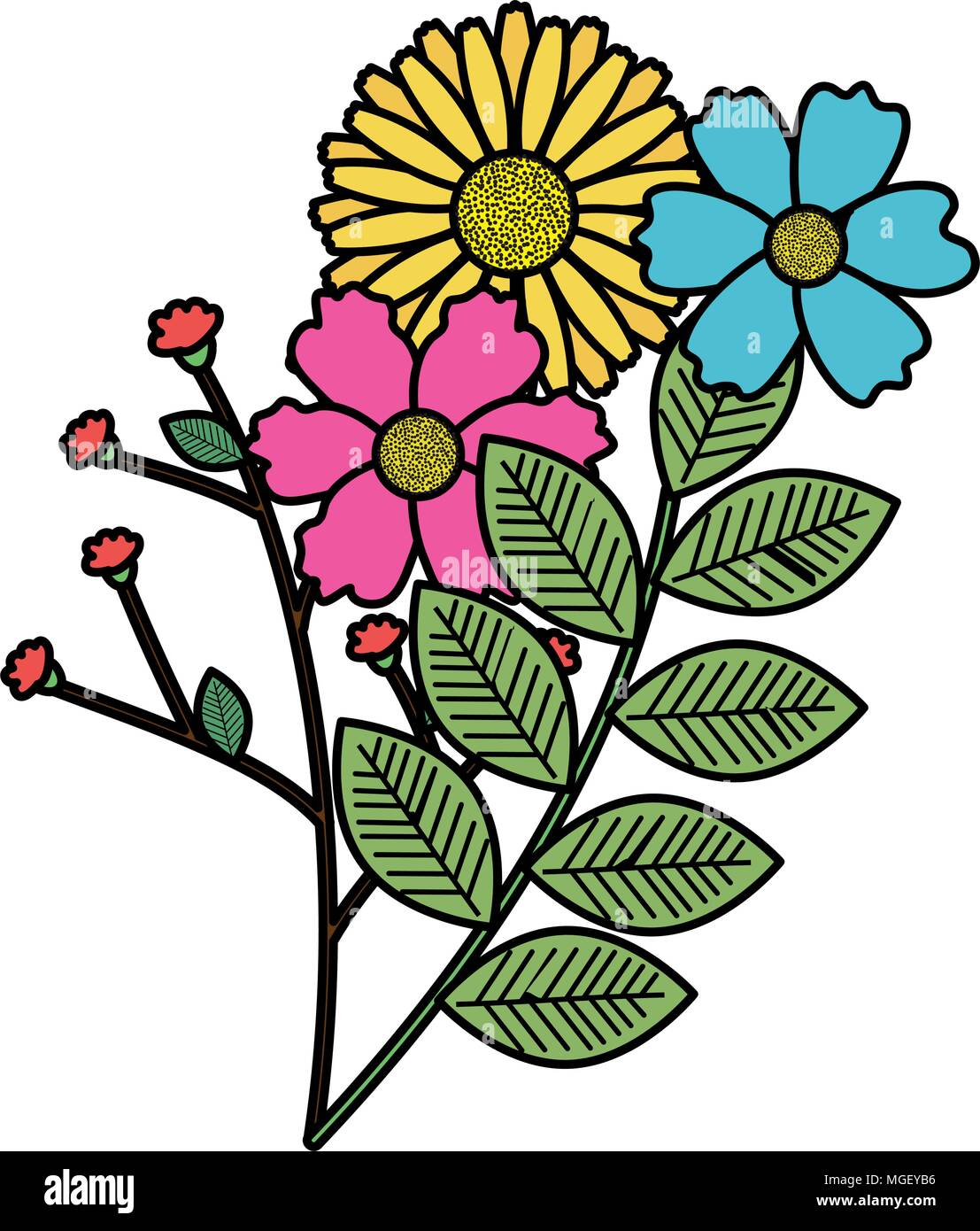 flowers and leafs garden decorative Stock Vector Image & Art - Alamy