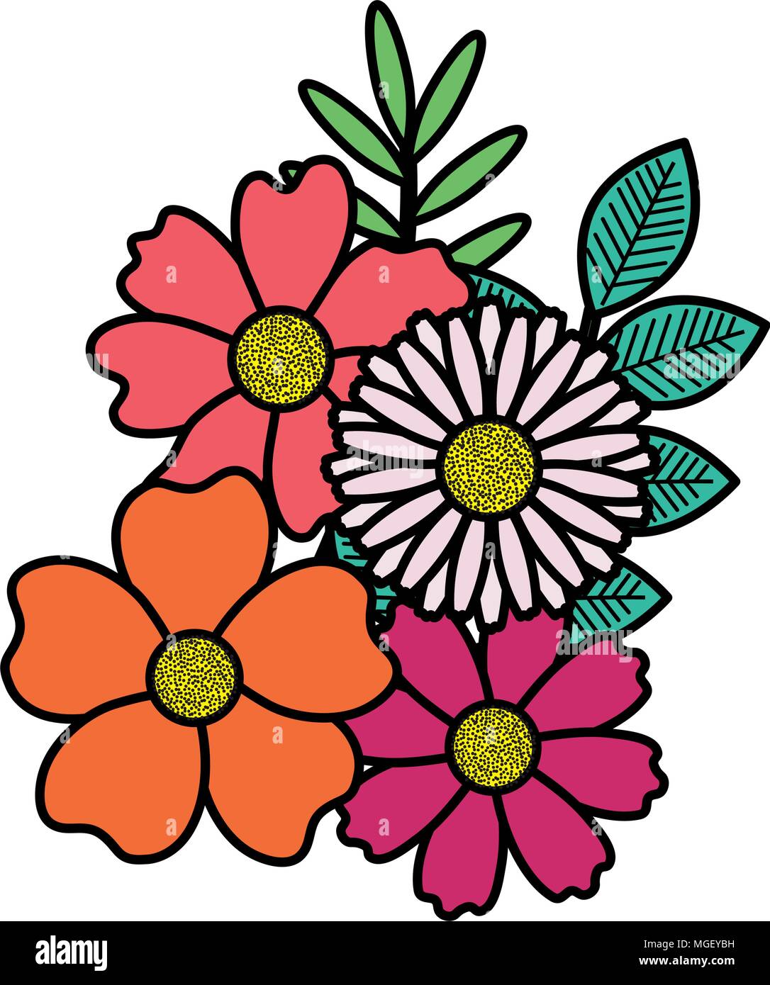 flowers and leafs garden decorative Stock Vector Image & Art - Alamy