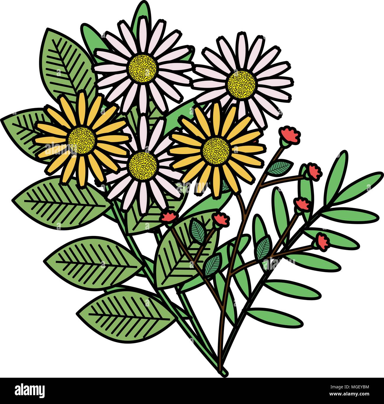flowers and leafs garden decorative Stock Vector Image & Art - Alamy