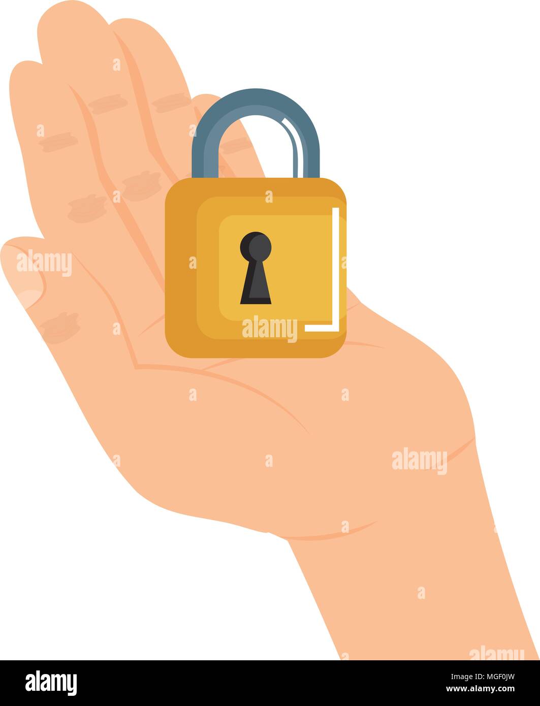 hand with safe secure padlock icon Stock Vector Image & Art - Alamy