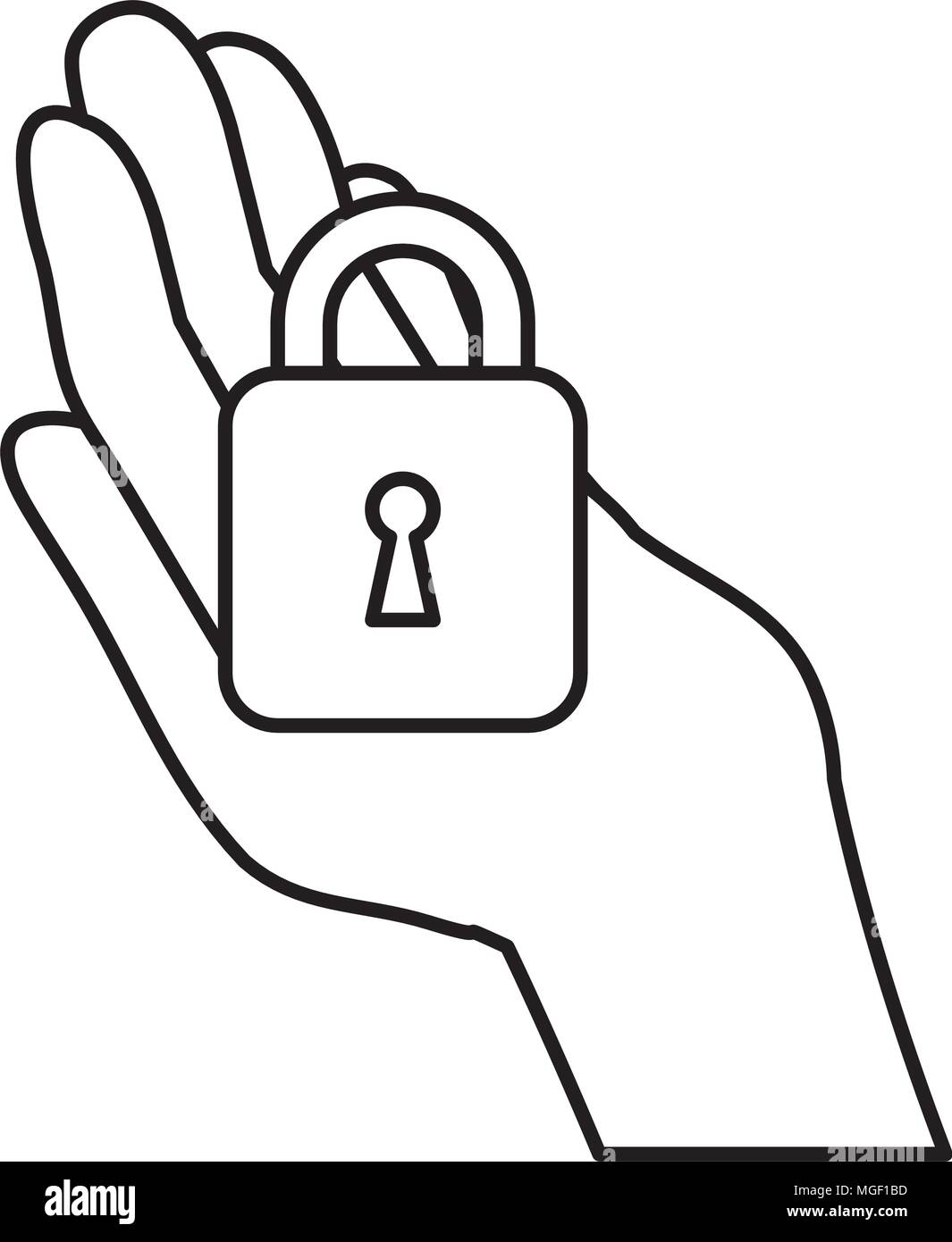 hand with safe secure padlock icon Stock Vector Image & Art - Alamy